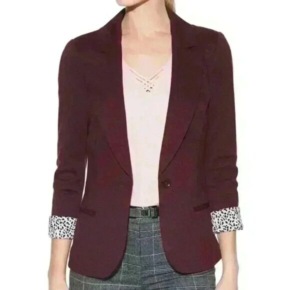 WHBM Burgundy Everyday Knit Blazer Size 00 - Picture 1 of 9